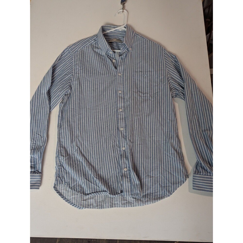 RM Williams‎ Button Up Shirt Mens XXL Blue Stripe Cotton Long Sleeve Casual Logo